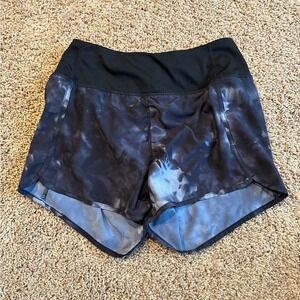 Gradual Womens Running Shorts XS Black White Tie Dye Marble Zipper Pocket Gym